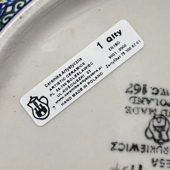 Polish Pottery UNIKAT Teresa Handled Bakeware Blue Floral Andrukiewicz 1757 - Picture 4 of 11